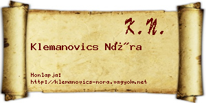 Klemanovics Nóra névjegykártya